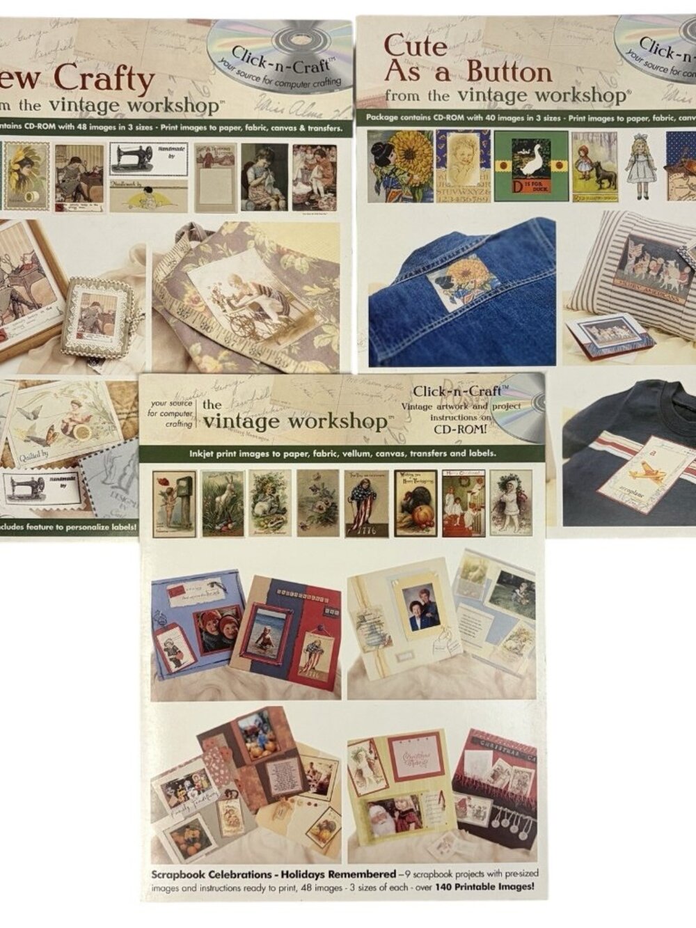 The Vintage Workshop Lot Click N Craft 136 Images CD-ROM Sewing Scrapbook
